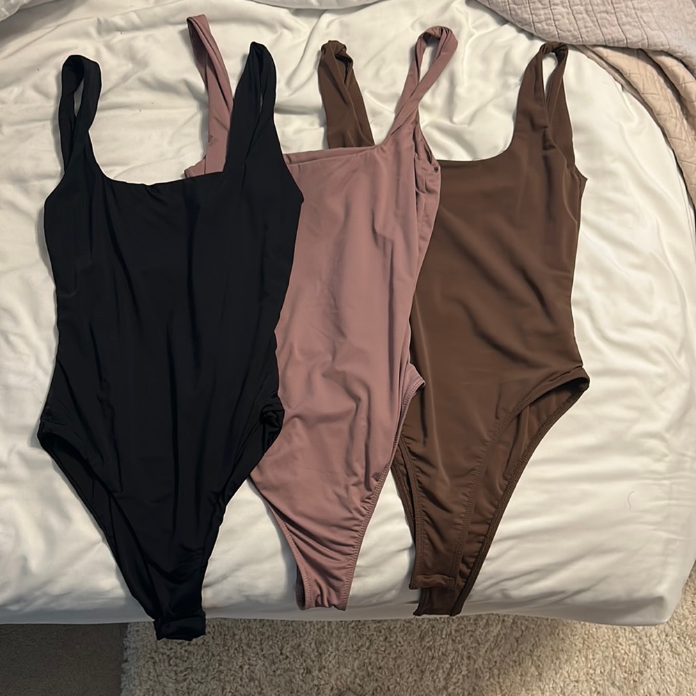 SHEIN box neck bodysuits — All 3 bundle